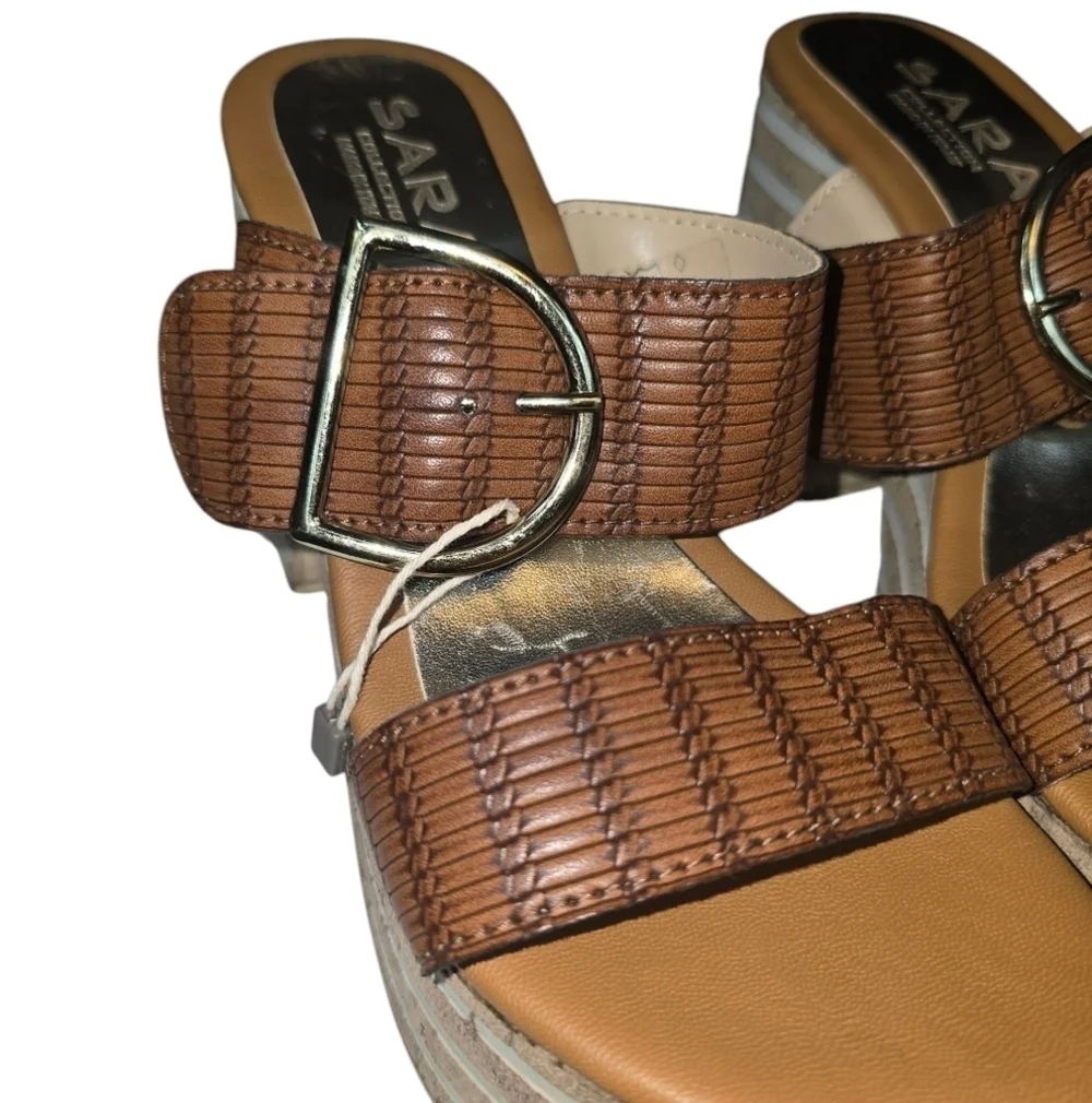 Sara Collection Made In Italy Boho Chunky Platform Slip On Sandals NWOT Size 6.5